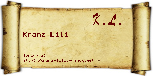 Kranz Lili névjegykártya